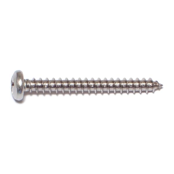 Midwest Fastener Sheet Metal Screw, #12 x 2 in, 18-8 Stainless Steel Pan Head Phillips Drive, 8 PK 77668 - main